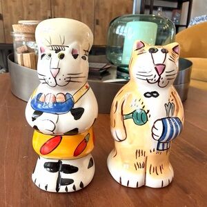 Hand-Painted Cat Salt and Pepper Shakers